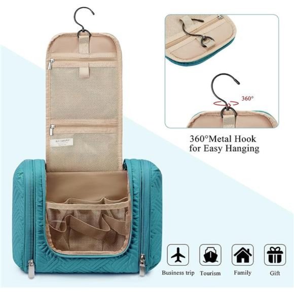 Travel Toiletry Bag for Women, Hanging Toiletry Bag with Hook, Travel Cosmetic - Picture 4 of 6